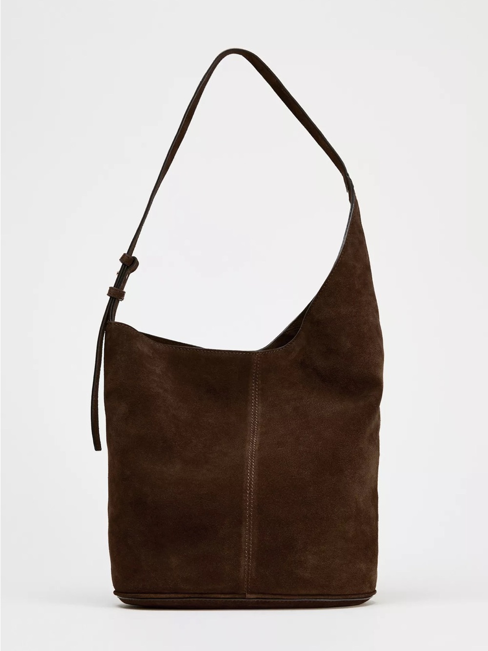 ZARA Dark Brown Suede Shoulder Bag - Classic Hobo Style